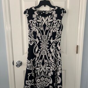 INC International Concepts Black and White Patterned Midi Dress
